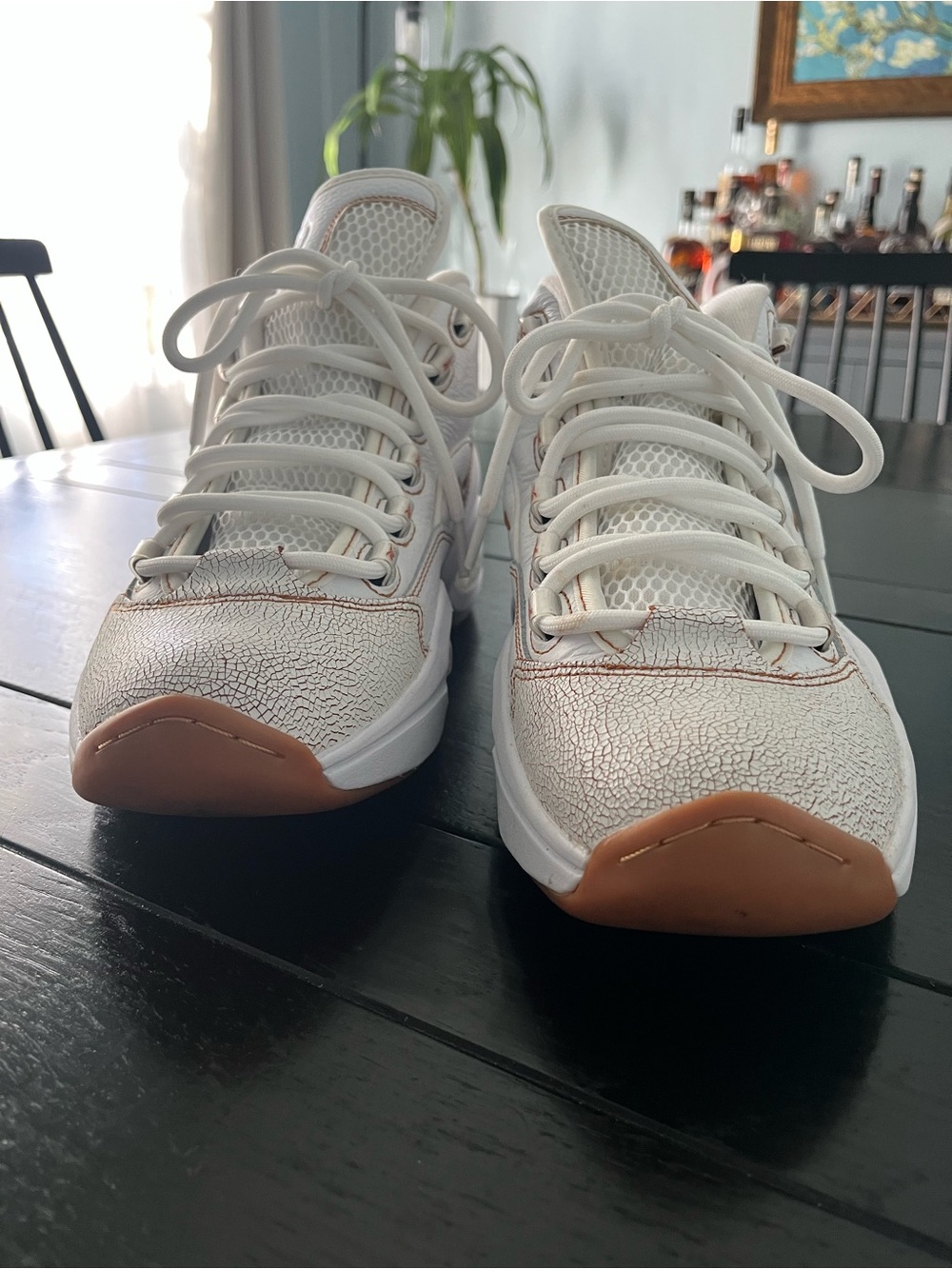 Reebok Men’s White Sneakers with Tan Accents - Picture 2 of 7